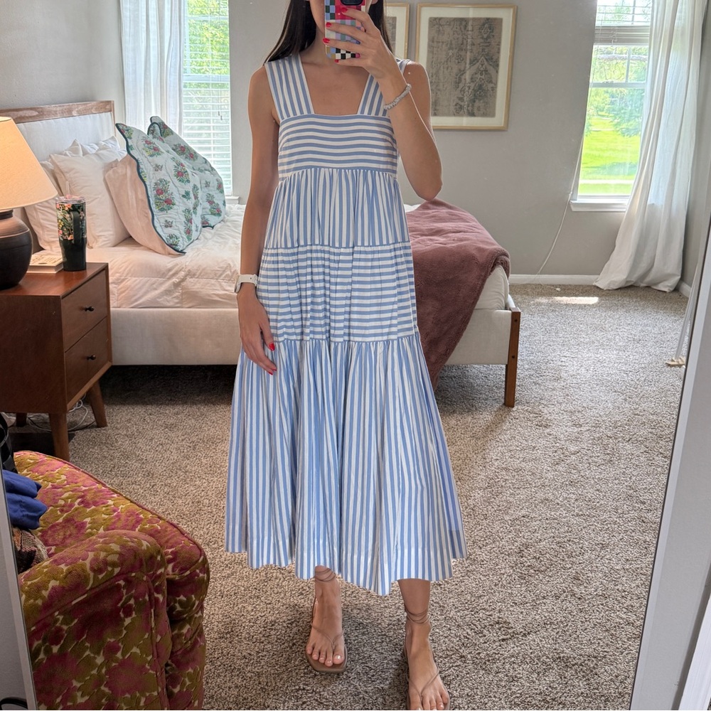 Anthropologie Blue and White Sleeveless Maxi Sundress